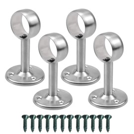 cailiya Pack of 4 Curtain Rods Bracket, Adjustable Ceiling Bracket, Brackets for Attaching Curtain Rods to Ceilings or Walls, Cabinet Lever Support with Screws - Silver