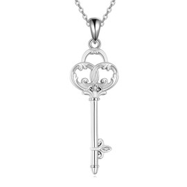 ONEFINITY Key Necklace for Women 925 Sterling Silver Victorian Key Pendant Necklace Vintage Key Jewellery