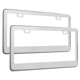 OKLPF OKLPF Silver (Stainless Steel Color) License Plate Holder, Stainless Steel License Plate Holder, License Plate Front and Back 2-Pack. (2 Hole), Nuts, Screws and Washers Included