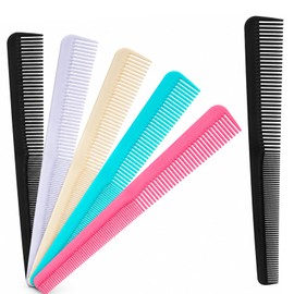 Carbon Fiber Cutting Comb, Fine and Wide Tooth Barber Comb, (6 Count)