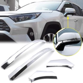 x xotic tech Exterior Rearview Side Mirror Pillar Stripe Cover Trim, Chrome, Compatible with Toyota RAV4 2019 2020 2021 2022 2023 2024 2025