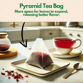 Tozzy Organic Hibiscus Tea Bags - 100 Count (Plant-Based Pyramid Tea Bags)