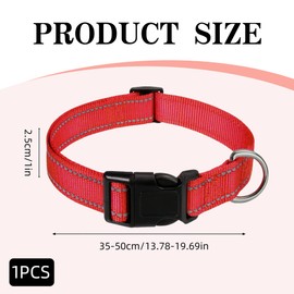 1PCS Red Dog Collar Reflective Padded Neoprene Pet Collar Small Dog Collars Uk Adjustable Durable Nylon Collars Red Collar for Dog Suitable for Small Medium Dogs(Size:30cm - 50cm M)