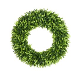 DDHS 32 inch Boxwood Wreath, Artificial Large Summer Wreaths for Front Door with Yellow Cloth can DIY Shaped, Spring or Summer Wreaths for Hanging in The Shop, Farmhouse, Roof Green Wreath Decoration