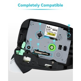 UniPlus Compatible with Brother Heat Shrink Tube Label Tape HSe-621 HSe621 HS-621 HS621 Black on Yellow for P Touch PT-E300 PT-E500 PT-H300 PT-D700 Printer, 0.34" x 4.92ft (8.8mm x 1.5m), 2-Pack