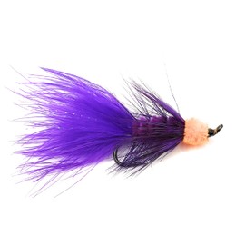 Egg sucking leech, fly fishing, multiple colors, trout, salmon, and other fresh water species, salmon hook #6, set of six flies (6pcs set) (Purple)