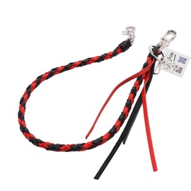 UNIQSUM Braided Genuine leather wallet chain Biker Punk Key chains (S Red Black)