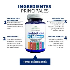 Zen Natura 60 Billones De Probioticos 60 Cápsulas Sabor Sin Sabor