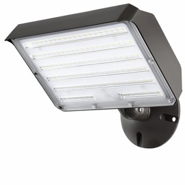 Dusk to Dawn 80W Outdoor LED Flood Light with 1/2" Knuckle Mount (Plate Included), 5000K 10400LM 100-277V, ETL Waterproof LED Security Flood Lighting for Sign/Flagpole/Tree/Yards/Advertising Boards