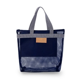 AfitLulu Mesh Shower Bag, Toiletry Bag, Shower Bag, Quick-Drying Toiletry Bags, Beach Bag, Lightweight Shopping Bags with Zip and 2 Compartments for Swimming, Beach, Travel, blue