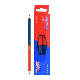 Baco | Lápiz Bicolor Hexagonal para Resaltar Azul y Rojo - Caja con 12 Lápices Dobles