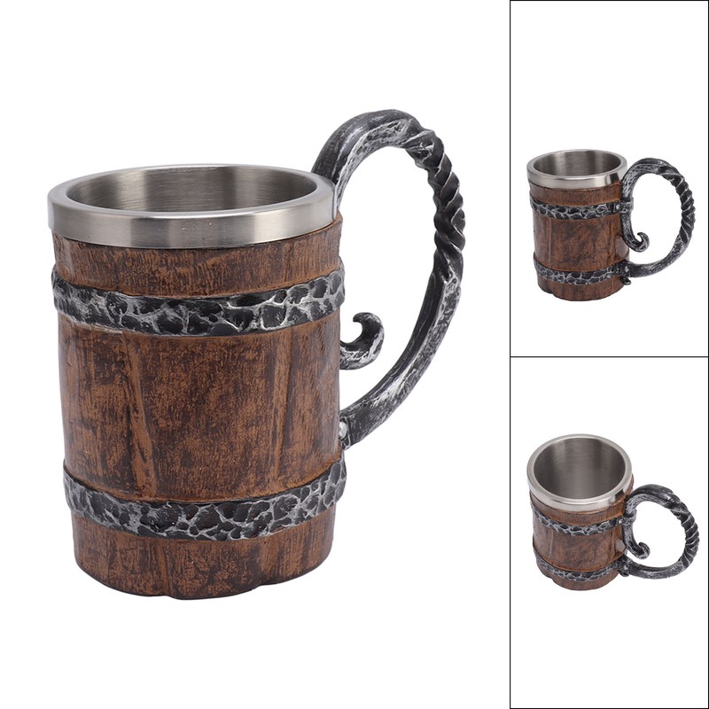 Viking Beer Mug with Handle 304 Stainless Steel Double Wall