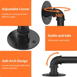 OUSHENG Stair Railing Indoor Hand Rails for Outdoor Steps, Industrial Pipe Handrail Metal Iron Handle Support for Wall Mount Staircase Porch, Vintage Farmhouse Style, 12ft