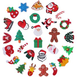 28 PCS Shoes Charms for Christmas, Cartoon Pattern X-mas Croc Charms, PVC Shoe Accessories Gifts for Boys Girls Man Women Wristband, Shoe Decorations Party Gifts