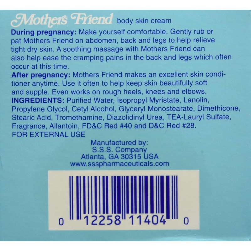Mothers Friend Body Skin Cream 4 oz (Pack of 4)