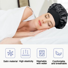 iLamvie iLamvie Silk Bonnet,Satin Bonnet,Hair Bonnet For Sleeping,Bonnet,Soft And Comfortable Silk Sleep Cap(Black)