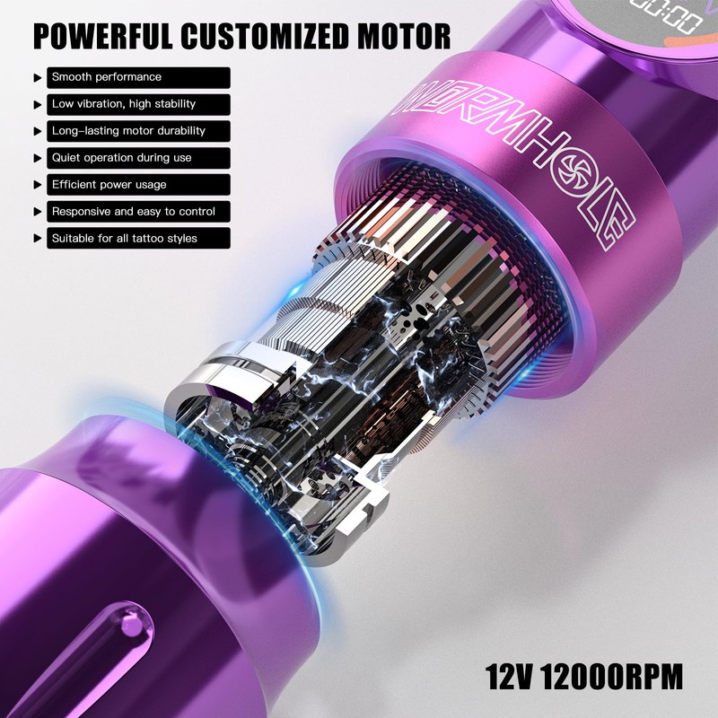 Wormhole Tattoo Gun Kit Wireless Tattoo Kit Tattoo Machine with