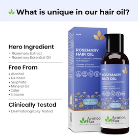 Generic Avi.mee Herbal Rosemary Hair Oil | For Hair Growth, Hair Fall Control and Dandruff | 100% Pure & Natural | Mineral Oil Free | 100mL
