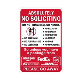 14 x 10 Inches Absolutely No Soliciting Sign for House - Do Not Ring Bell or Knock, Large Work from Home on No Soliciting Metal Go Away Yard Signs for Front Door Home, Sun-Proof, Rust-Free