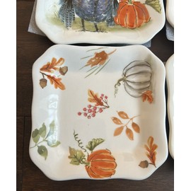 MAXCERA Set 4 Pumpkin Turkey Thanksgiving Dessert Appetizer Plates