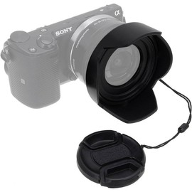 Fotodiox Reversible Lens Hood Kit for E-Mount PZ 16-50mm F3.5-5.6 OSS E-Mount Power Zoom Lens, Reversible Tulip Flower Hood w/Cap