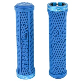 WFS World Map MTB Lock-on Grips – Single Clamp Ergonomic Anti-Slip Mountain Bike Handlebar Grips – Comfort Vibration Dampening for Trail, Enduro, Downhill – Blue