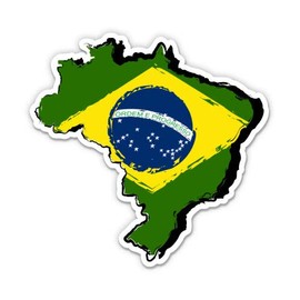 Brazil Flag Country Shape - 5" Vinyl Sticker - for Car Laptop I-Pad - Waterproof Decal