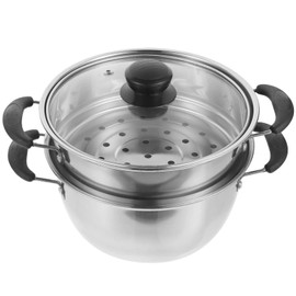 Angoily Stainless Steel Stock Pot with Steamer - Heavy Duty Food Steamer for Cooking - Small Steamer Pot for Vegetable, Dumpling Steamer (24.00x18.00x12.00cm/9.43x7.07x4.72in)