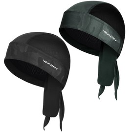 YANIKY Do Rags Bandana Cap Men Women Sun Protection Quick Drying Cycling Cap Summer Hat (US, Alpha, One Size, Black+Grey)