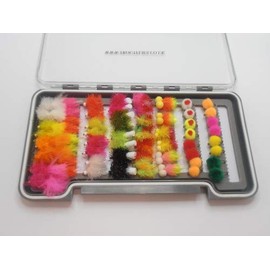 Blob Trout Flies, 62 Boxed Set Loads of variety, Mixed 8/10 Fly Fishing - NBX128