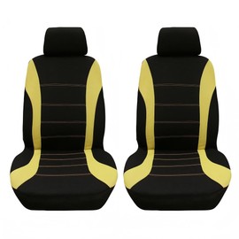 Car Seat Covers Front Pair, Universal Automotive Seat Covers with 2MM Composite Sponge, Breathable Polyester Truck Seat Protectors for Cars, SUVs, Easy Installation, Yellow and Black