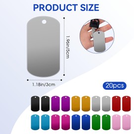 20 Pcs Metal Stamping Blanks Aluminum Tags Multicolor Metal Tags for Stamping, Engraving Blanks Keychain Crafts Pet Tags Dog Tag Blank Signs for Engraving