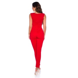 Koucla Women's Overall Jumpsuit Playsuit Bateau Neckline (Red, M)