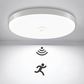 ACMHNC LED Ceiling Light with Motion Sensor, 18 W Round Ceiling Light with Sensor 6000 K Cool White Hallway Lamp Balcony Bathroom Garage Ceiling Lighting