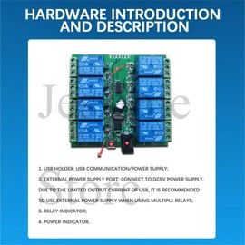 JESSINIE LCUS-8 USB Relay Module 8 Channel with Overcurrent Protection for Home Automation, Serial Control, Intelligent USB Switch