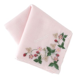 Wedgwood 260466-0002-01 Wild Strawberry Gauze Handkerchief (Pink) [100% Cotton] Women's Women's Approx. 18.1 inches (46 cm), Pink