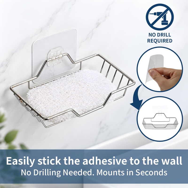 2 Pack soap Holder Shower, Adhesive soap Dish for Bathroom