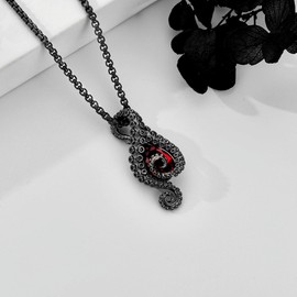 HUKKUN Octopus Tentacles Necklace with Synthetic Crystal Sterling Silver Sea Animal Jewelry Gifts for Women Sea Lover