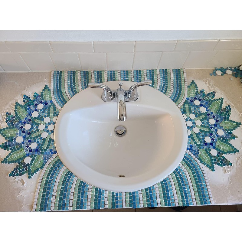 500PCS / 1.1LB Square Ceramic Mosaic Tiles, 0.4 x 0.4