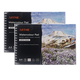 ARTME A4 Watercolour Pad (2 Pack) x 12 Sheets/ 300gsm/ Firmly Textured/Cold Pressed/Cellulose Acid Free/Premium Quality Drawing Pad Sketchbook Aquarelle & Gouache Painting(2 Pack)