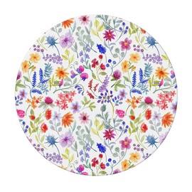 Outdoor Round Tablecloth with Elastic Band, Diameter 90 cm, Elastic Garden Tablecloth with Colourful Small Flowers Pattern