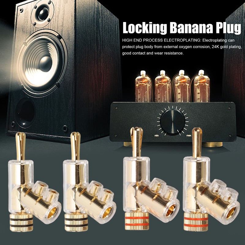 4pcs Banana Plug BA1403 Angled Locking Stacking Banana Plug 24K
