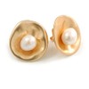 20mm Matt Gold Tone 'Shell' with Freshwater Pearl Bead Clip