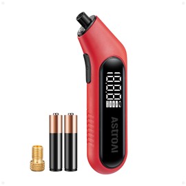 AstroAI Digital Tire Pressure Gauge 300PSI Large Screen with Backlight and Flashlight, ANSI 2A High Accuracy, Compatible with Schrader Valves, 4 Units, Presta Valve Adapter Included (Red)