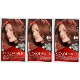 Revlon Colorsilk Hair Color #55 LIGHT REDDISH BROWN dye KERATIN ENRICH Lot of 3