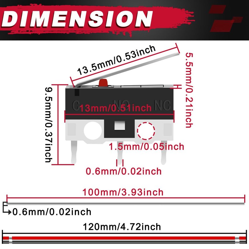 MKBKLLJY 25pcs AC 2A 125V 3 Pin SPDT Limit Micro