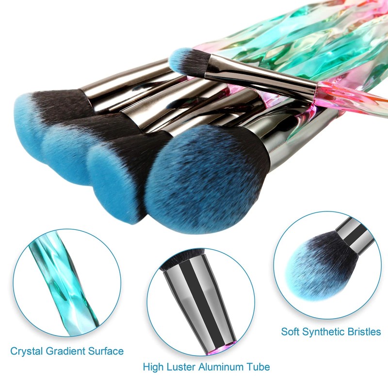 DUAIU DUAIU Makeup Brushes 15pcs Premium Synthetic Bristles Crystal