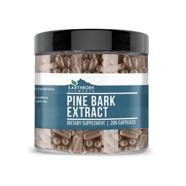 Earthborn Elements Pine Bark Extract, 200 Capsules, Pure & Undiluted, No Additives