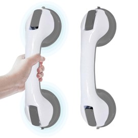 2 Pack 12” Grab Bars for Bathtubs and Showers, Shower Handles for Elderly Suction Cup Grab Bars for Shower Wall Heavy Duty, Safety Grab Bar for Seniors Suction Bathroom, No Drilling