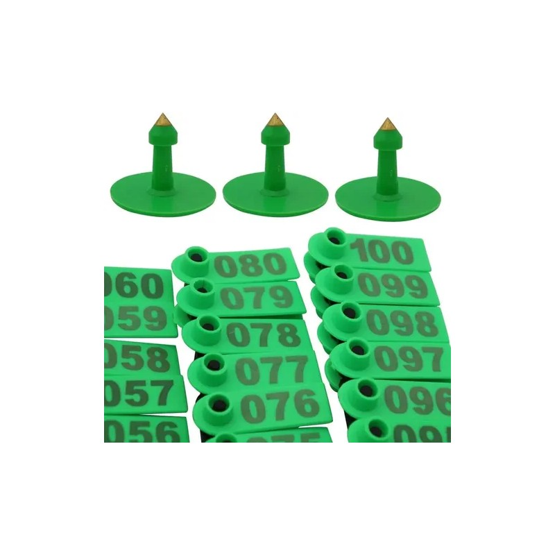 100 Aretes Para Cerdo Cabra Ganado Numeros Láser Con Pinza